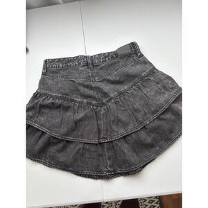 American Eagle Black Wash Denim Ruffle Tiered Mini Skirt Womens Size 4